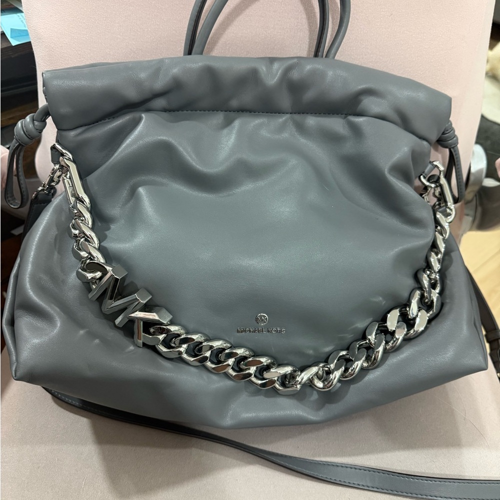 Michael Kors Dark Gray Shoulder Bag with Silver Chain